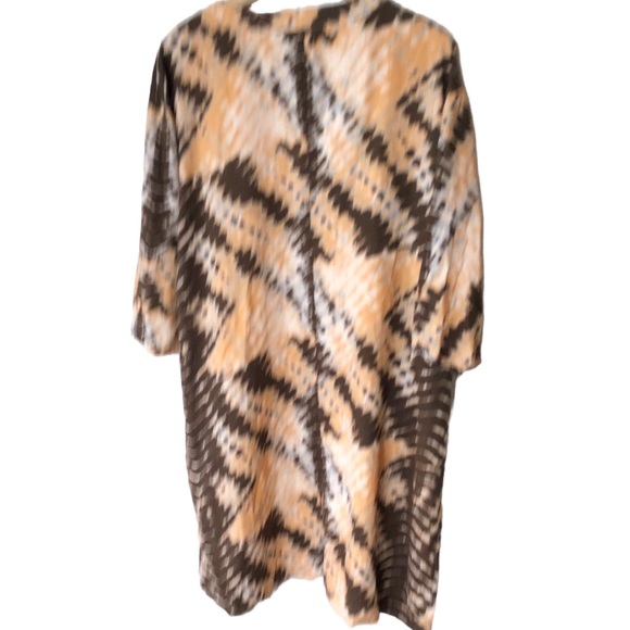 Keep In Touch Boho Tan Black Tie Dye Open Duster Cardigan Long Line Large - Picture 3 of 8
